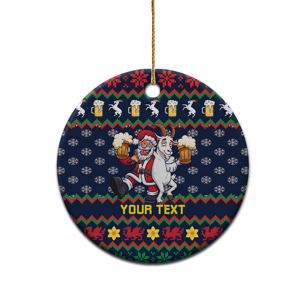 Personalized Merionethshire Wales Christmas Ceramic Ornament Beer and Goat Santa Design - Wonder Print Shop