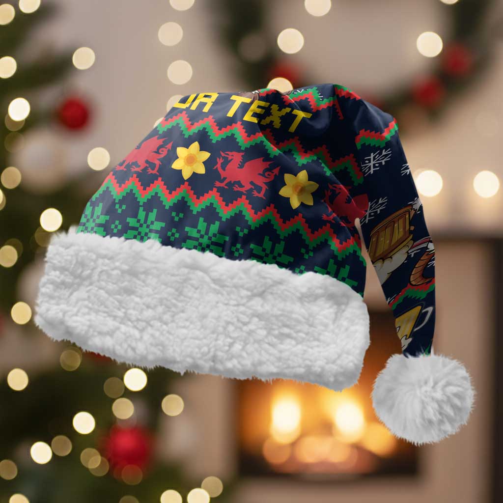 Personalized Merionethshire Wales Christmas Santa Hat Beer and Goat Santa Design - Wonder Print Shop