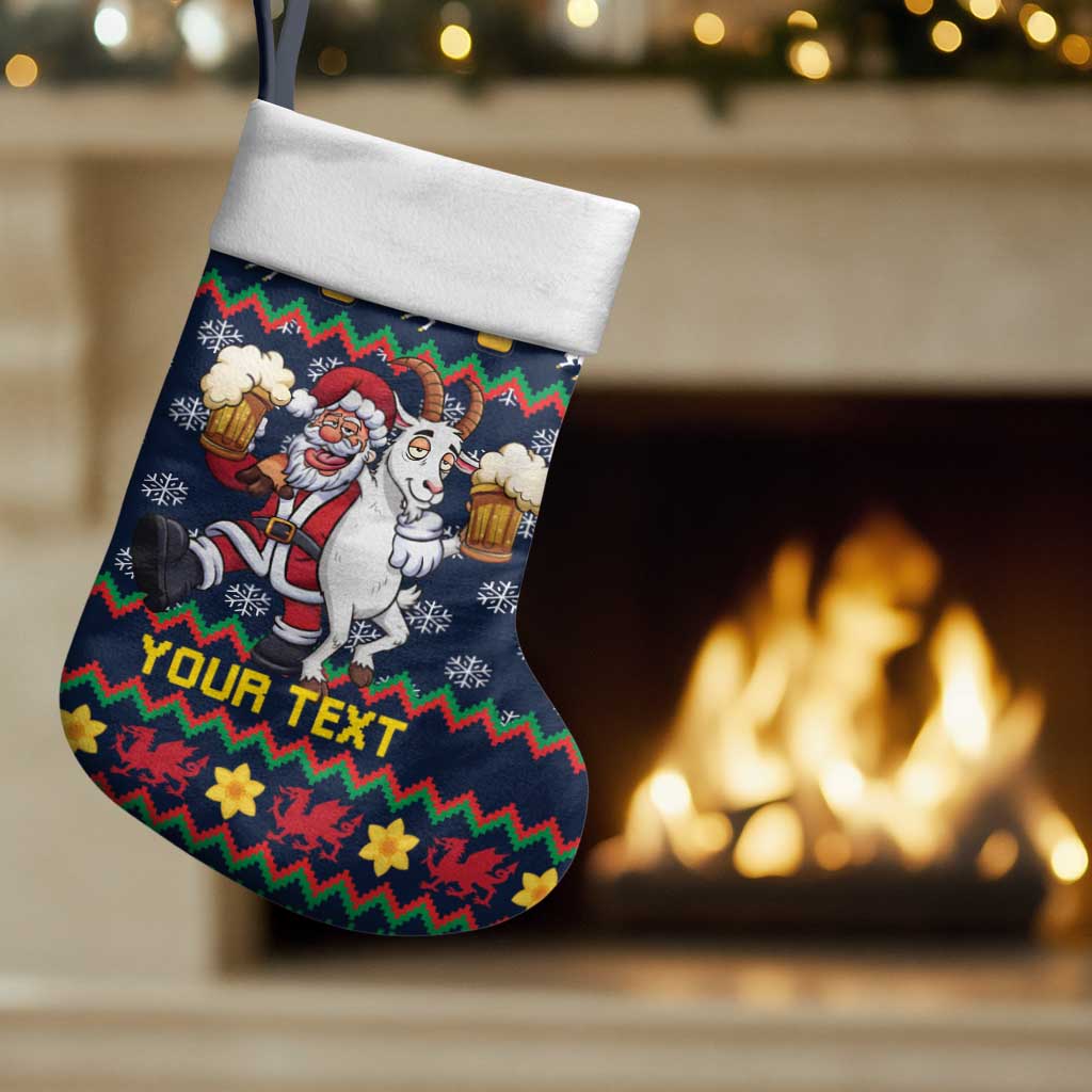 Personalized Merionethshire Wales Christmas Stocking Beer and Goat Santa Design - Wonder Print Shop