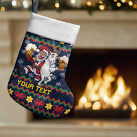 Personalized Merionethshire Wales Christmas Stocking Beer and Goat Santa Design - Wonder Print Shop