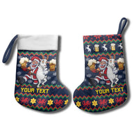 Personalized Merionethshire Wales Christmas Stocking Beer and Goat Santa Design - Wonder Print Shop