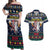 Personalized Merionethshire Wales Christmas Couples Matching Off Shoulder Maxi Dress and Hawaiian Shirt Beer and Goat Santa Design - Wonder Print Shop