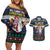 Personalized Merionethshire Wales Christmas Couples Matching Off Shoulder Short Dress and Hawaiian Shirt Beer and Goat Santa Design - Wonder Print Shop