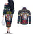 Personalized Merionethshire Wales Christmas Couples Matching Off The Shoulder Long Sleeve Dress and Long Sleeve Button Shirt Beer and Goat Santa Design - Wonder Print Shop