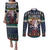 Personalized Merionethshire Wales Christmas Couples Matching Puletasi and Long Sleeve Button Shirt Beer and Goat Santa Design - Wonder Print Shop