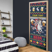 Personalized Merionethshire Wales Christmas Door Cover Beer and Goat Santa Design - Wonder Print Shop