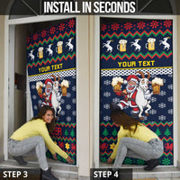 Personalized Merionethshire Wales Christmas Door Cover Beer and Goat Santa Design - Wonder Print Shop