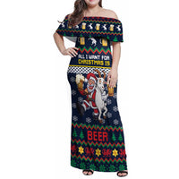 Personalized Merionethshire Wales Christmas Family Matching Off Shoulder Maxi Dress and Hawaiian Shirt Beer and Goat Santa Design - Wonder Print Shop
