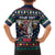 Personalized Merionethshire Wales Christmas Family Matching Off Shoulder Short Dress and Hawaiian Shirt Beer and Goat Santa Design - Wonder Print Shop