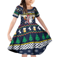 Personalized Merionethshire Wales Christmas Family Matching Off Shoulder Short Dress and Hawaiian Shirt Beer and Goat Santa Design - Wonder Print Shop