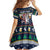 Personalized Merionethshire Wales Christmas Family Matching Off Shoulder Short Dress and Hawaiian Shirt Beer and Goat Santa Design - Wonder Print Shop