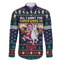 Personalized Merionethshire Wales Christmas Family Matching Off Shoulder Short Dress and Hawaiian Shirt Beer and Goat Santa Design - Wonder Print Shop