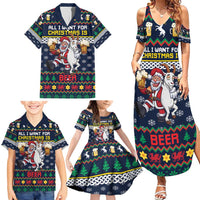 Personalized Merionethshire Wales Christmas Family Matching Summer Maxi Dress and Hawaiian Shirt Beer and Goat Santa Design - Wonder Print Shop