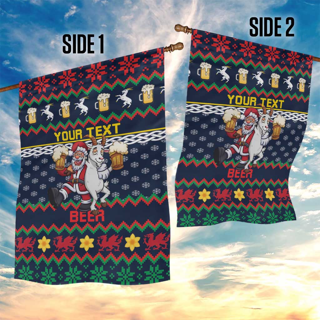 Personalized Merionethshire Wales Christmas Garden Flag Beer and Goat Santa Design - Wonder Print Shop