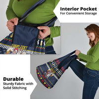 Personalized Merionethshire Wales Christmas Grocery Bag Beer and Goat Santa Design - Wonder Print Shop