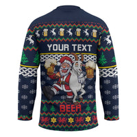 Personalized Merionethshire Wales Christmas Hockey Jersey Beer and Goat Santa Design - Wonder Print Shop