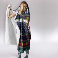 Personalized Merionethshire Wales Christmas Hooded Blanket Beer and Goat Santa Design - Wonder Print Shop