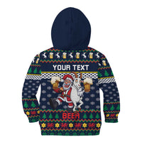 Personalized Merionethshire Wales Christmas Kid Hoodie Beer and Goat Santa Design - Wonder Print Shop