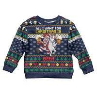 Personalized Merionethshire Wales Christmas Kid Ugly Christmas Sweater Beer and Goat Santa Design - Wonder Print Shop