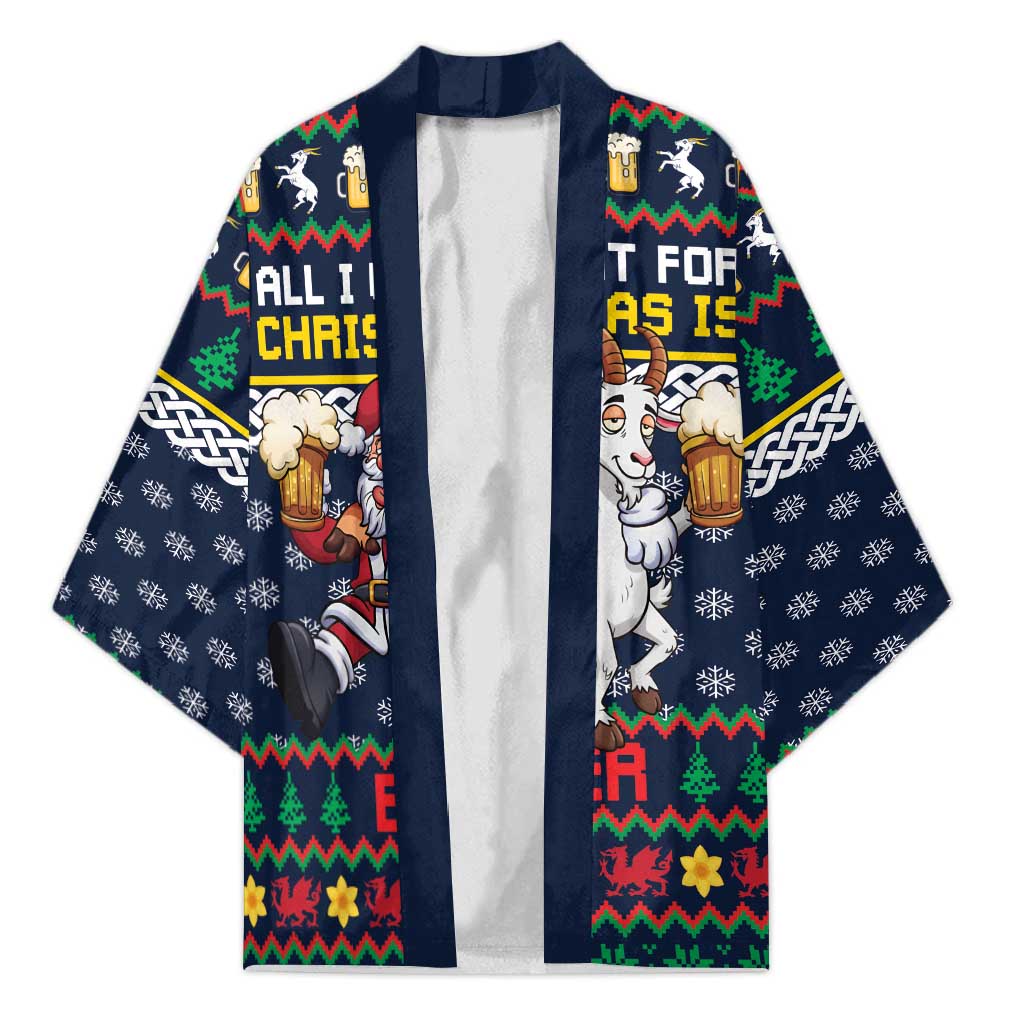 Personalized Merionethshire Wales Christmas Kimono Beer and Goat Santa Design - Wonder Print Shop