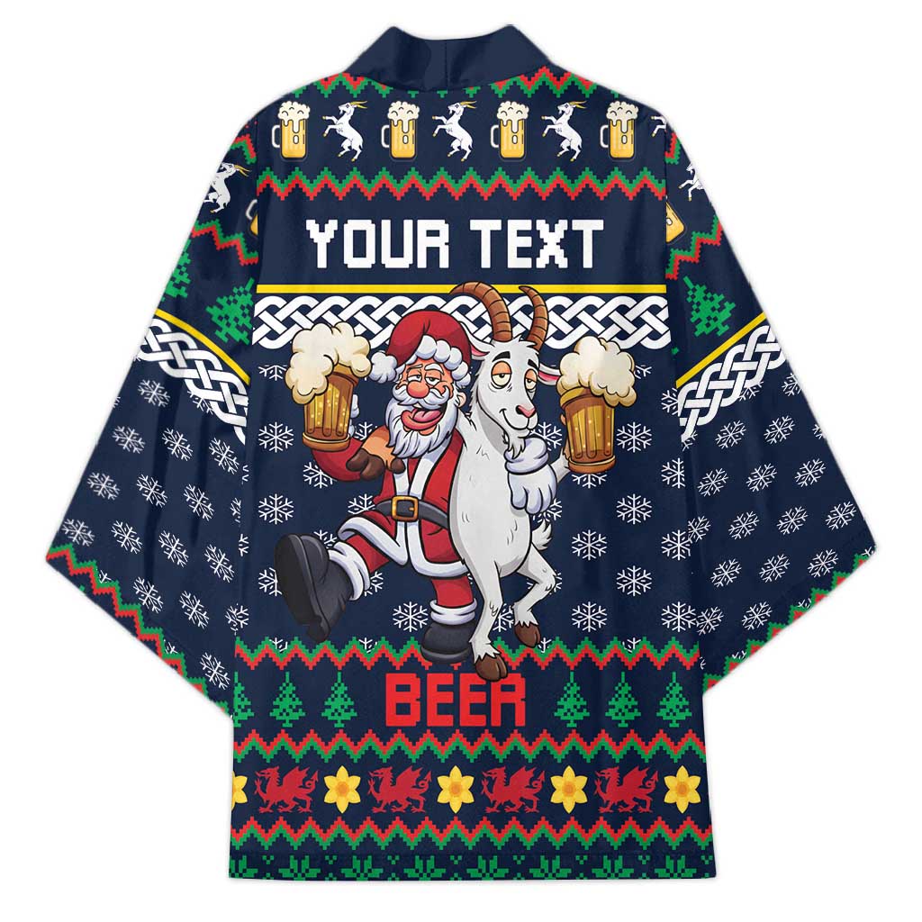 Personalized Merionethshire Wales Christmas Kimono Beer and Goat Santa Design - Wonder Print Shop