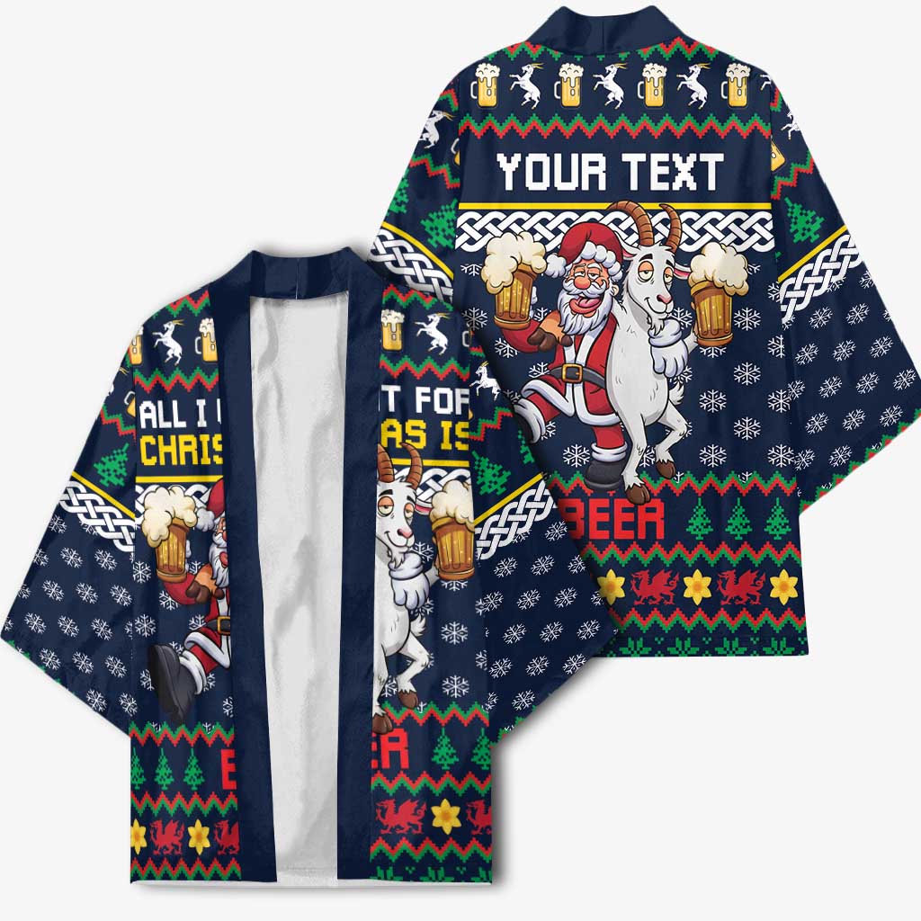 Personalized Merionethshire Wales Christmas Kimono Beer and Goat Santa Design - Wonder Print Shop