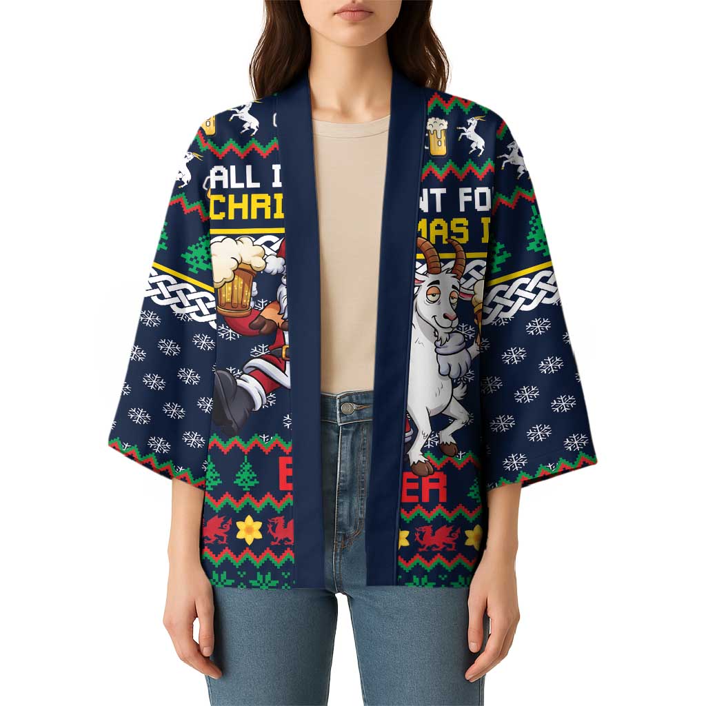 Personalized Merionethshire Wales Christmas Kimono Beer and Goat Santa Design - Wonder Print Shop