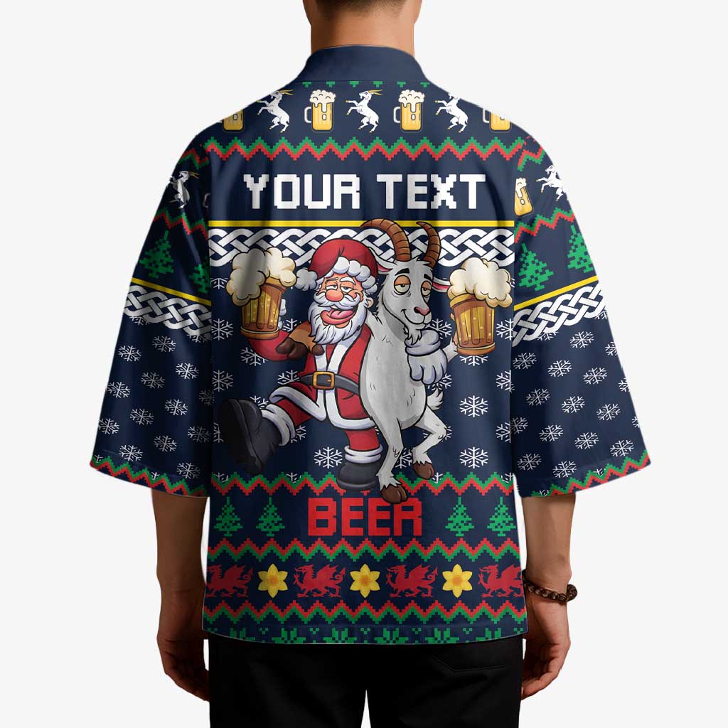 Personalized Merionethshire Wales Christmas Kimono Beer and Goat Santa Design - Wonder Print Shop