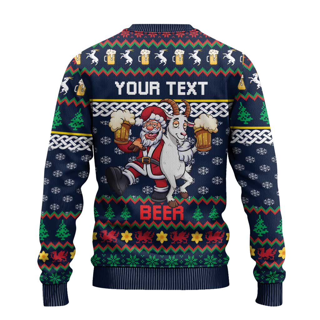 Personalized Merionethshire Wales Christmas Ugly Christmas Sweater Beer and Goat Santa Design - Wonder Print Shop
