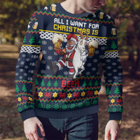 Personalized Merionethshire Wales Christmas Ugly Christmas Sweater Beer and Goat Santa Design - Wonder Print Shop
