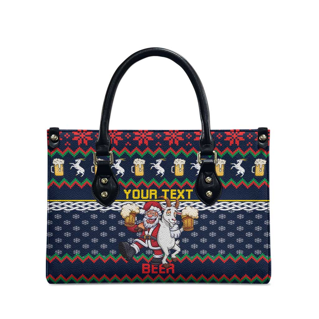 Personalized Merionethshire Wales Christmas Leather Bag Beer and Goat Santa Design - Wonder Print Shop