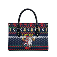 Personalized Merionethshire Wales Christmas Leather Bag Beer and Goat Santa Design - Wonder Print Shop