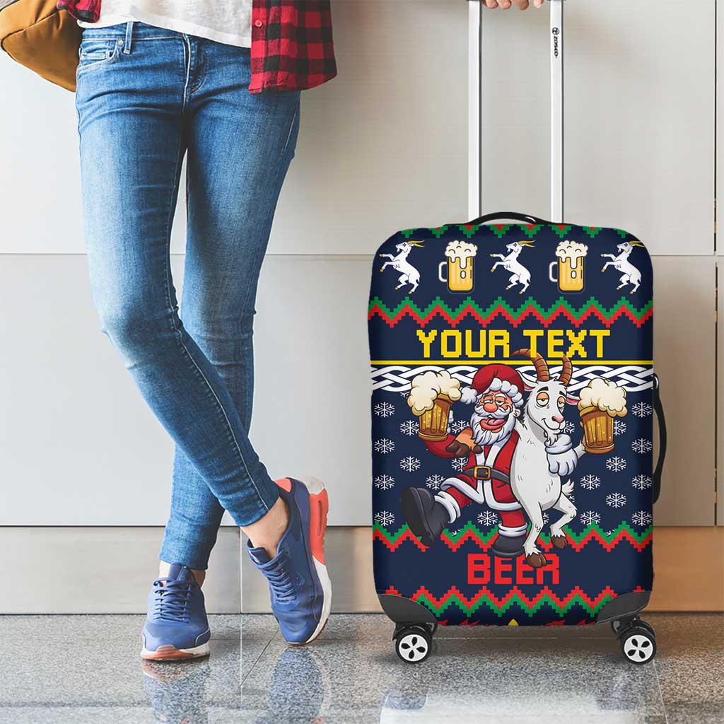 Personalized Merionethshire Wales Christmas Luggage Cover Beer and Goat Santa Design - Wonder Print Shop