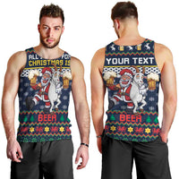 Personalized Merionethshire Wales Christmas Men Tank Top Beer and Goat Santa Design - Wonder Print Shop
