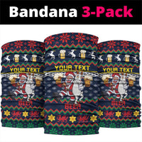 Personalized Merionethshire Wales Christmas Neck Gaiter Beer and Goat Santa Design - Wonder Print Shop
