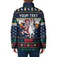Personalized Merionethshire Wales Christmas Padded Jacket Beer and Goat Santa Design - Wonder Print Shop