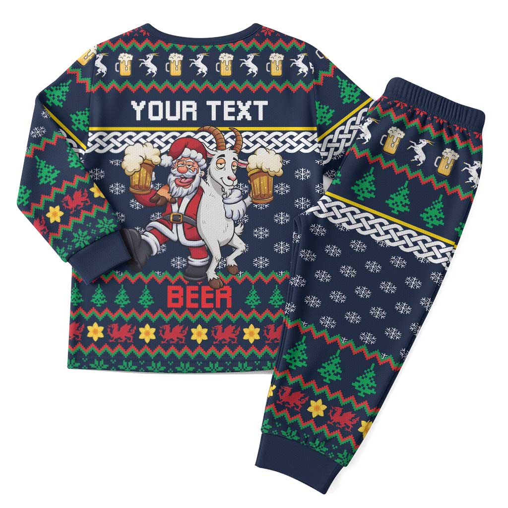 Personalized Merionethshire Wales Christmas Pajama Set Beer and Goat Santa Design - Wonder Print Shop