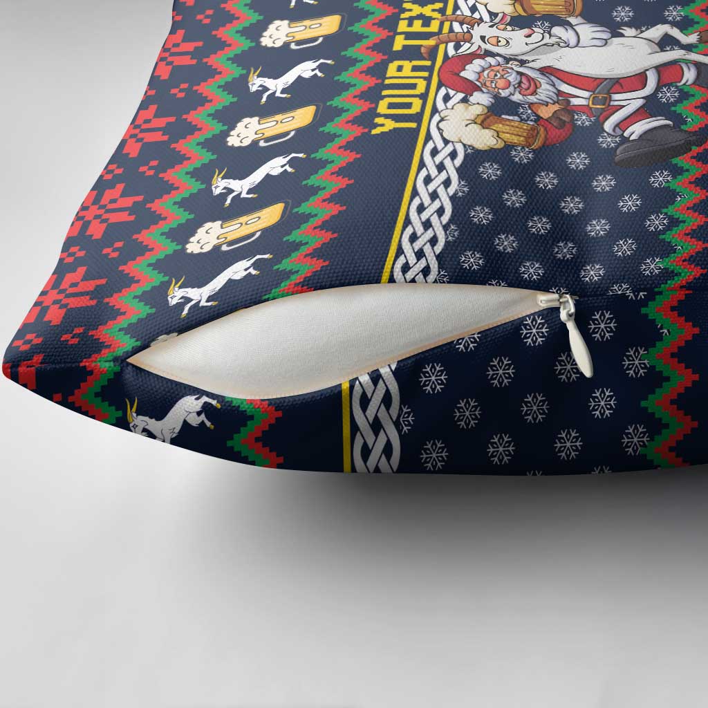 Personalized Merionethshire Wales Christmas Pillow Cover Beer and Goat Santa Design - Wonder Print Shop