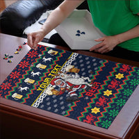 Personalized Merionethshire Wales Christmas Puzzle Beer and Goat Santa Design - Wonder Print Shop