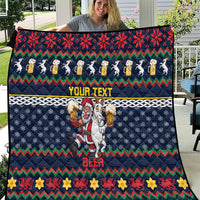 Personalized Merionethshire Wales Christmas Quilt Beer and Goat Santa Design - Wonder Print Shop