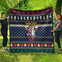 Personalized Merionethshire Wales Christmas Quilt Beer and Goat Santa Design - Wonder Print Shop
