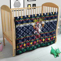 Personalized Merionethshire Wales Christmas Quilt Beer and Goat Santa Design - Wonder Print Shop