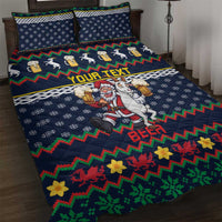 Personalized Merionethshire Wales Christmas Quilt Bed Set Beer and Goat Santa Design - Wonder Print Shop