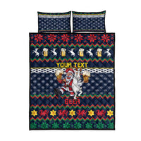 Personalized Merionethshire Wales Christmas Quilt Bed Set Beer and Goat Santa Design - Wonder Print Shop