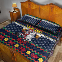 Personalized Merionethshire Wales Christmas Quilt Bed Set Beer and Goat Santa Design - Wonder Print Shop