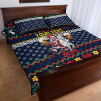 Personalized Merionethshire Wales Christmas Quilt Bed Set Beer and Goat Santa Design - Wonder Print Shop