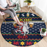 Personalized Merionethshire Wales Christmas Round Carpet Beer and Goat Santa Design - Wonder Print Shop