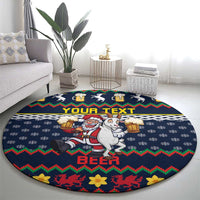Personalized Merionethshire Wales Christmas Round Carpet Beer and Goat Santa Design - Wonder Print Shop