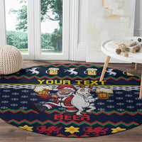 Personalized Merionethshire Wales Christmas Round Carpet Beer and Goat Santa Design - Wonder Print Shop