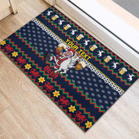 Personalized Merionethshire Wales Christmas Rubber Doormat Beer and Goat Santa Design - Wonder Print Shop